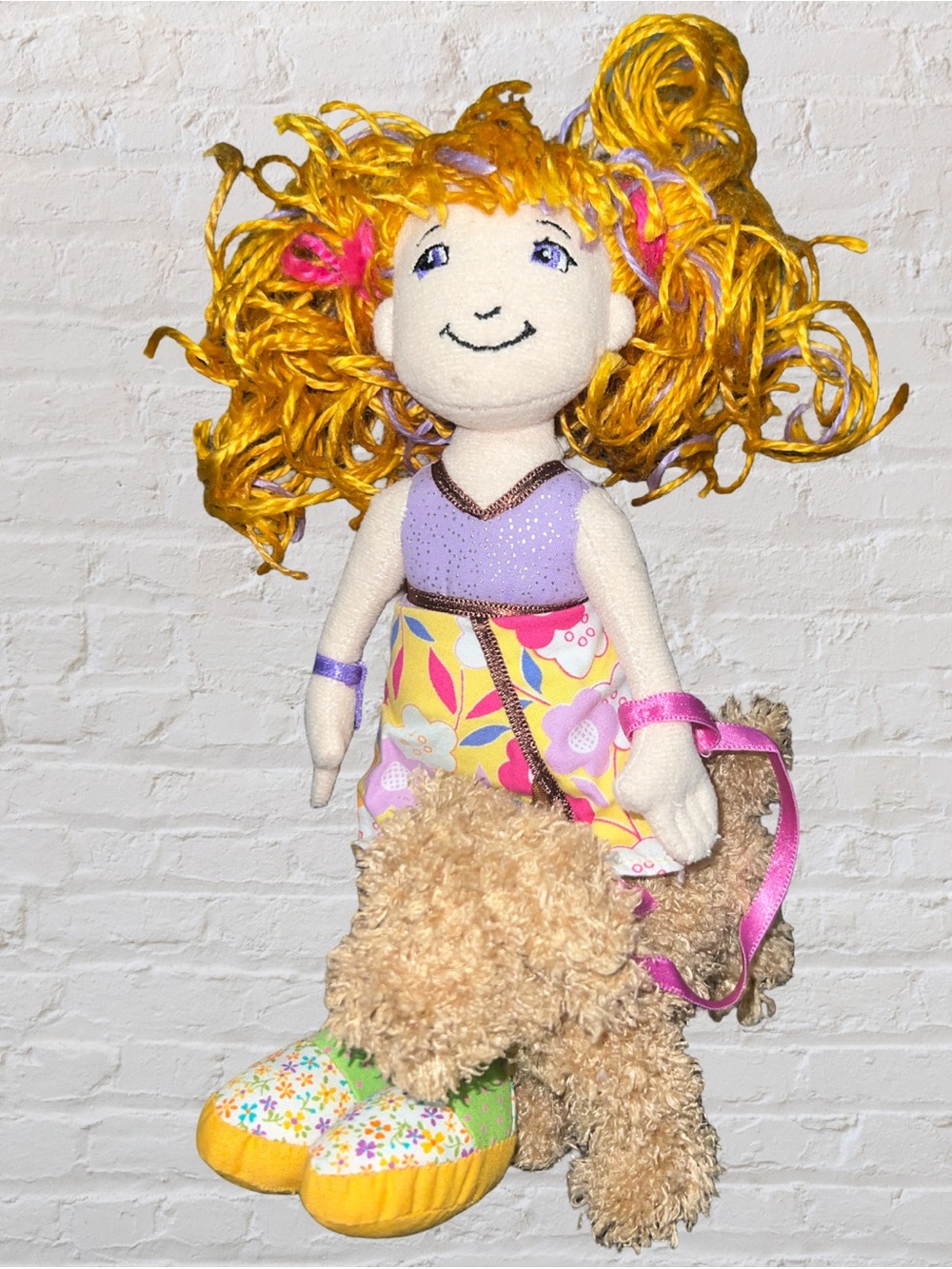 Groovy Girls Libbi & Louie Stuffed Plush Cloth Doll And Pet 8”